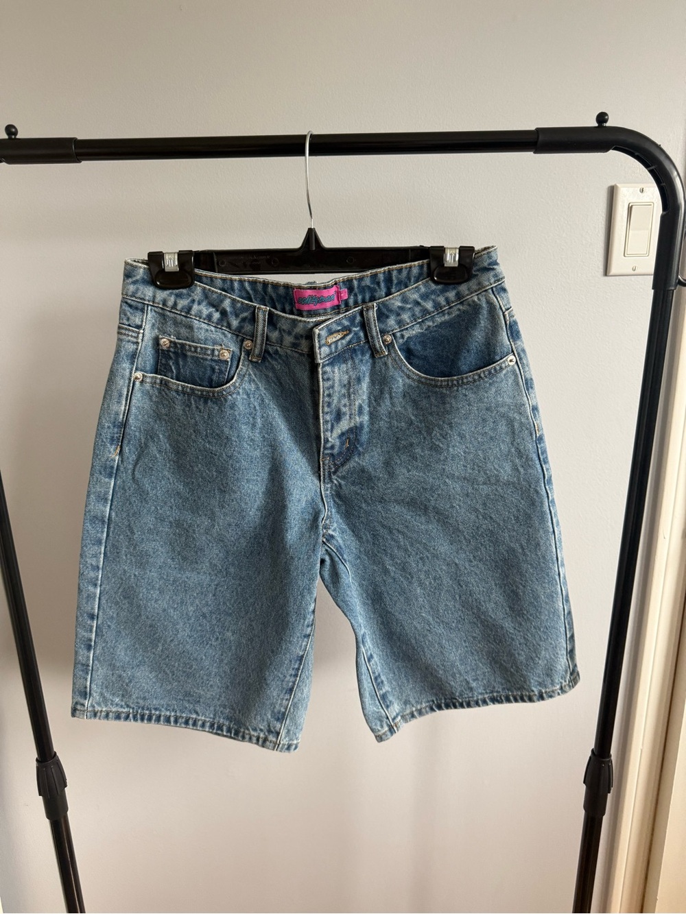 Edikted Knee Length Denim Shorts